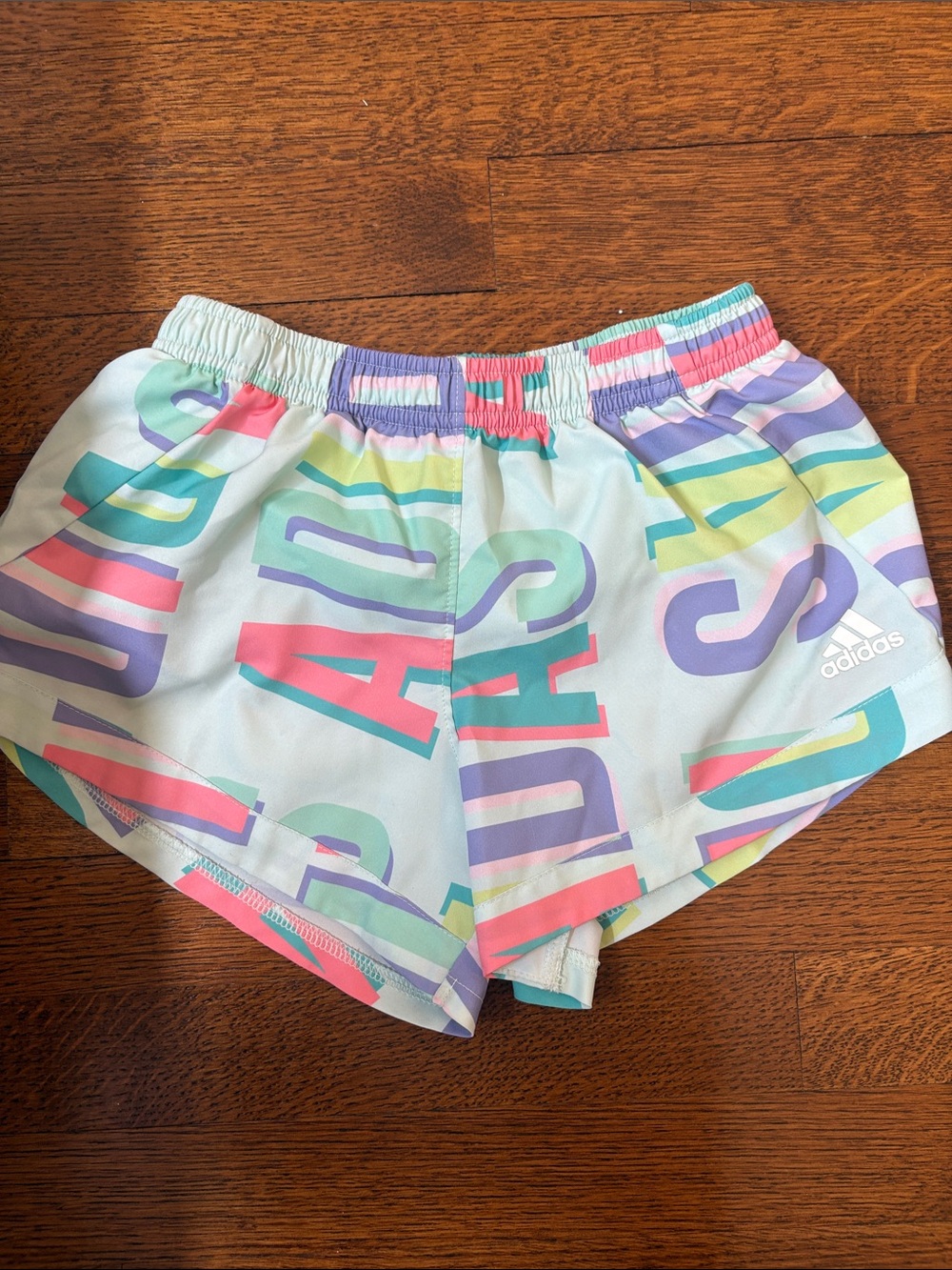 adidas Girls Multicolor Logo Print Athletic Shorts